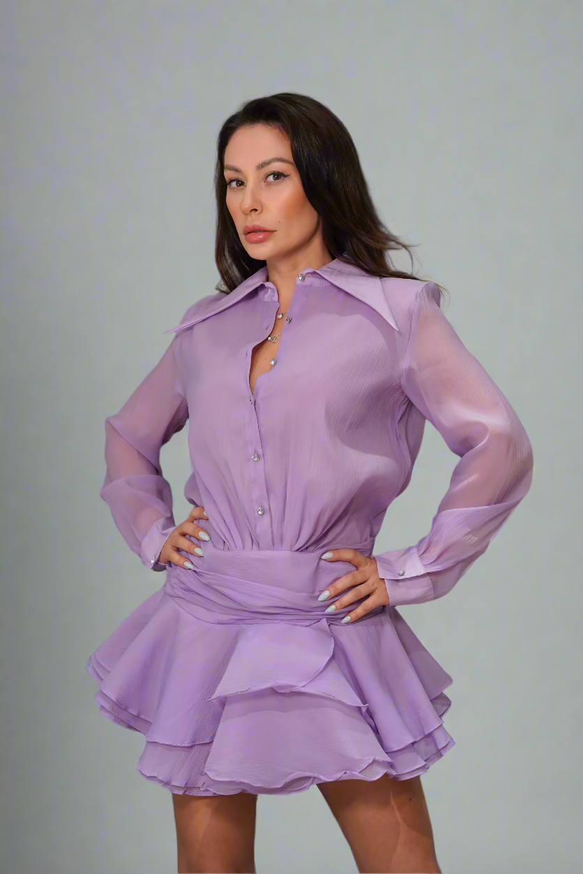 Lilac Ruffle Mini Dress