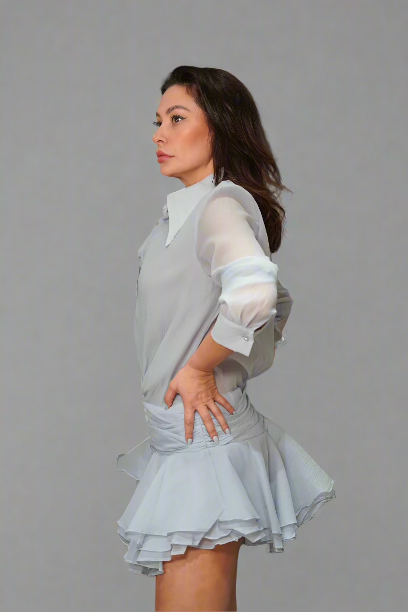 Lilac Ruffle Mini Dress