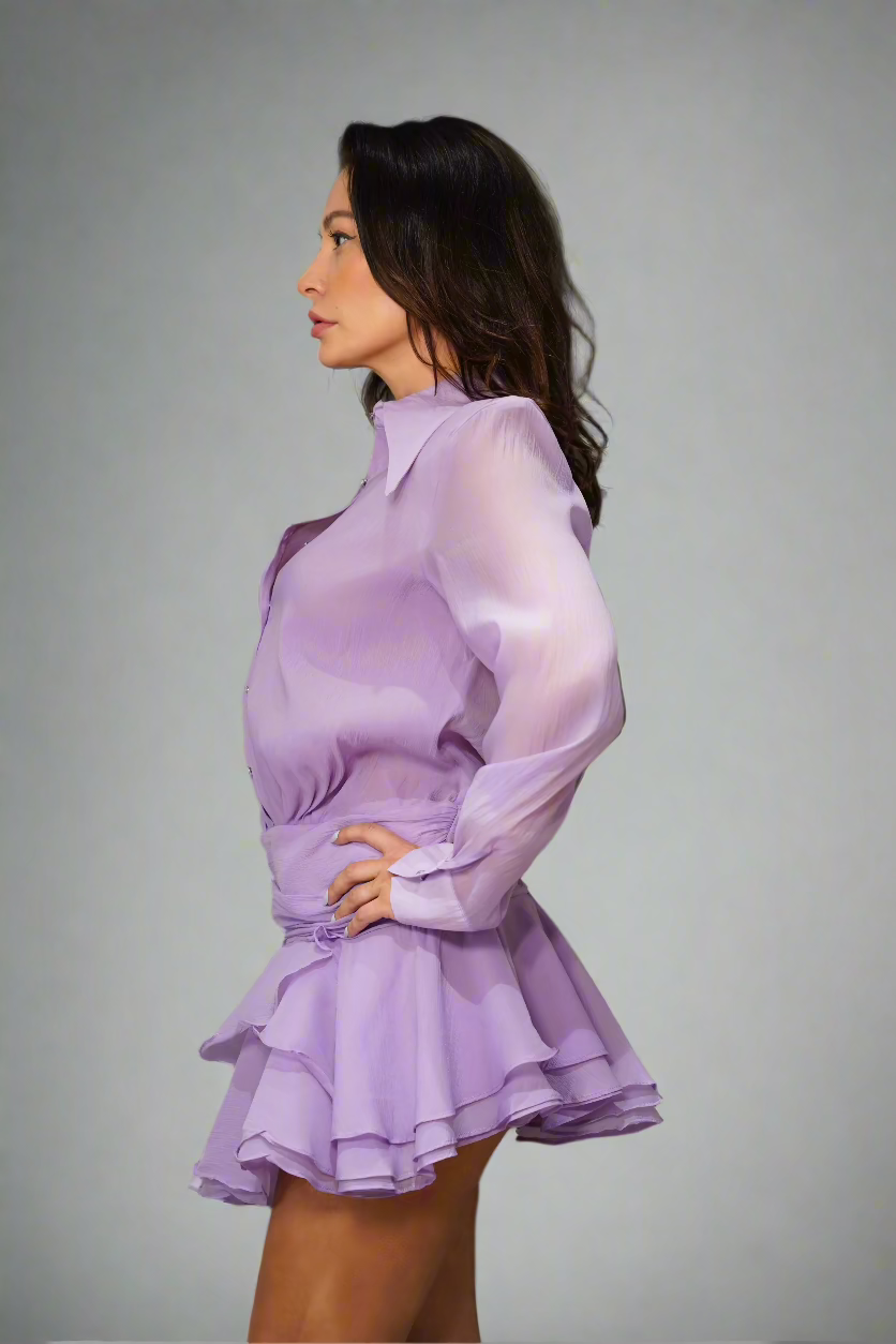 Lilac Ruffle Mini Dress
