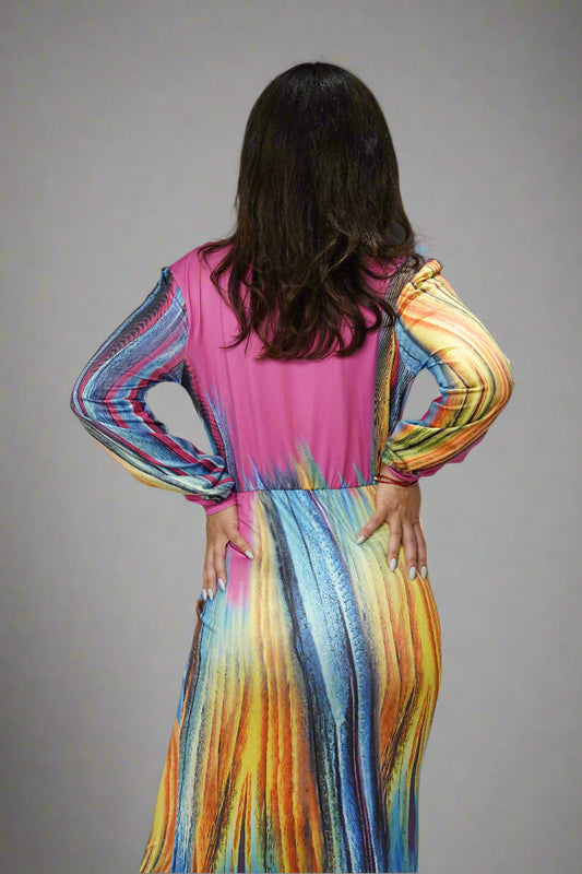 Rainbow Deep V Maxi Dress